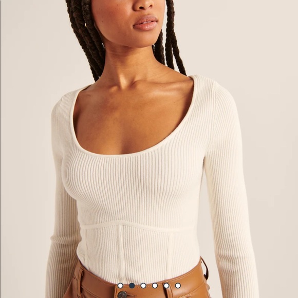 Abercrombie & Fitch Scoopneck Corset Sweater Knit Top - Picture 2 of 7